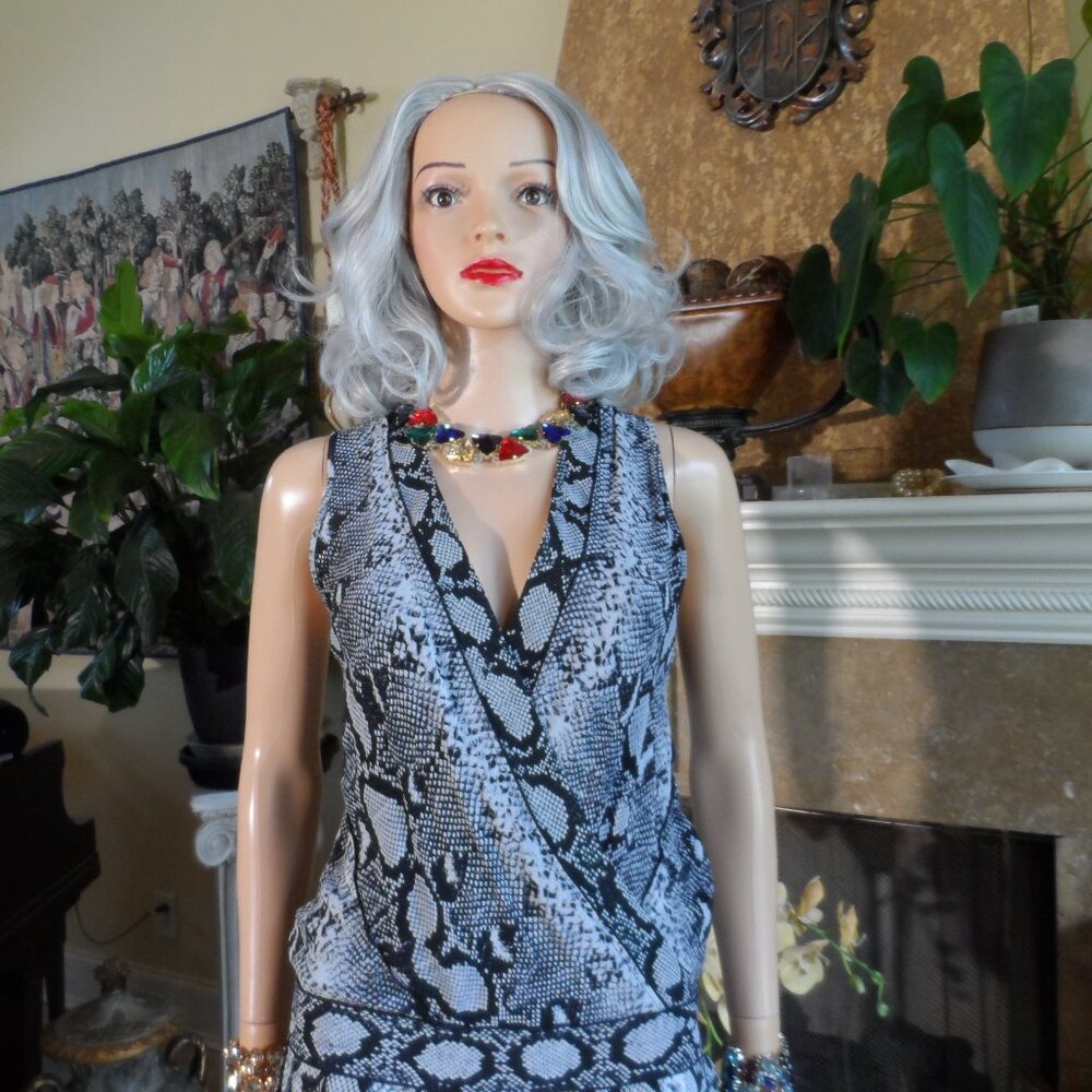 Proenza Schouler Black/Gray Python Print Faux Wra… - image 3